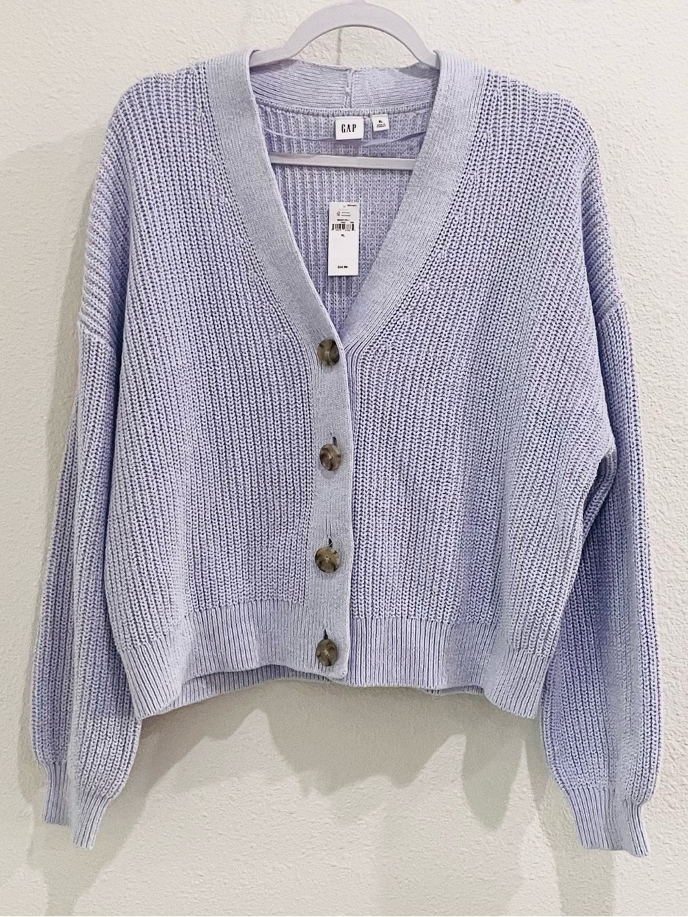 GAP Chunky Balloon Sleeve Cardigan Shaker Knit Preppy Relaxed Button Sweater